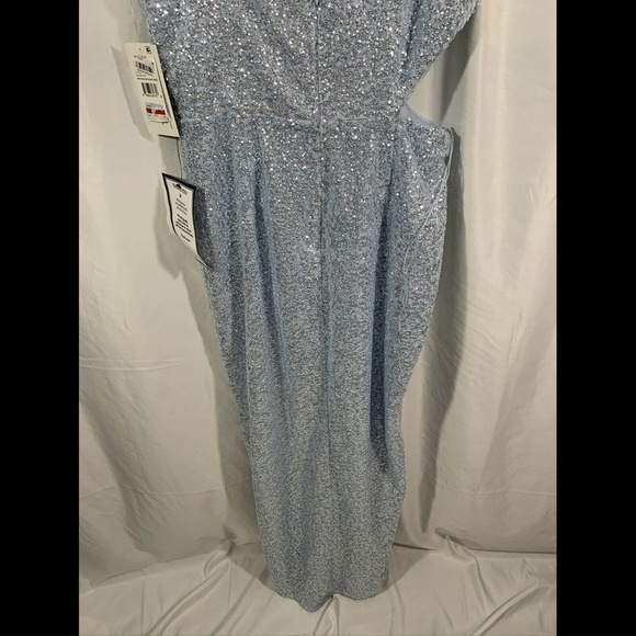 NWT $265 Aidan by Aidan Mattox One-Shoulder Sequin‎ Gown Mist [ SZ 8 ] #E923 - Picture 8 of 12